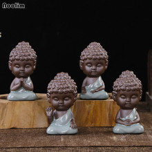 Estatua de Buda de arcilla púrpura, estatuilla creativa de pequeño té de broma, adorno de bonsái de jardín Tathagata, Mandala de la India, manualidades para el hogar 2024 - compra barato