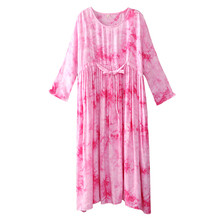 Women Cotton Linen Dress 2020 Spring Summer Long Sleeve O-Neck Loose Pink Women Long Dress Plus Size Robe Dresses 2024 - buy cheap