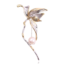 Tulip Pin Brooch Natural Freshwater Pearl Flower Shape Brooches For Women Wedding Jewelry Accessories 2024 - buy cheap