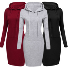 Sudadera larga de terciopelo con capucha para mujer, suéter de manga con capucha y bolsillos, vestidos de moda, primavera y otoño, 2021 2024 - compra barato