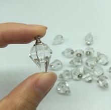 20pieces 19.2*13.8mm Transparent shaped glass vail necklace pendant Glass Crystal perfume bottle name on rice art charms 2024 - buy cheap