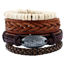 Gecko pulseira de couro do vintage pulseira artesanal tecido elegante couro marrom pulseiras & pulseiras masculino jóias moda acessório 2024 - compre barato