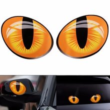 2Pcs 3D Funny Cat Eyes Car Sticker Cute Simulation Reflective Auto Decal Rearview Mirror Window Cover Decoration 2024 - buy cheap