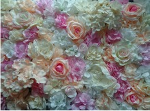 Charming Artificial Silk Rose Flower Mat Wedding Decoration Backdrop Champagne Artificial Flower Wall Romantic Wedding Decor 2024 - buy cheap