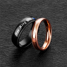 Top Quality Stainless Steel CZ Black Rose Gold Color Couple Rings King Queen Lover Anniversary New Fashion Jewelry Gift Ring Set 2024 - buy cheap