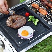 Black Stainless Steel BBQ Plate Grill Pan Indoor BBQ Hob Pans Outdoors Barbecue Camping Cooking Tools BBQ Accessories Nonstick 2024 - buy cheap