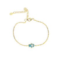 Beautiful birthday gift bracelet with blue enamel hand charm bracelet for girlfriend hamsa eye charm bracelet 2024 - buy cheap