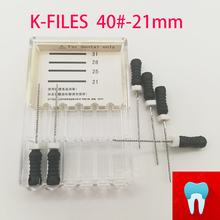 6 unids/pack #40-21mm Dental K archivos raíz Canal odontología instrumentos endodonticos herramientas de dentista uso manual inoxidable de acero 2024 - compra barato