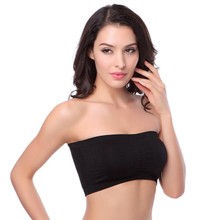 Top básico preto da moda feminino tamanho extra com enchimento removível sem costura para mulheres top bandeau 2024 - compre barato