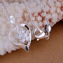 P205 envío gratis Collar chapado en plata, joyería de plata de moda 925 corazón flor circón/WLDSNOWJ 2024 - compra barato