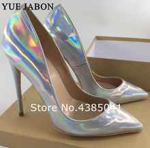 REAL PHOTOS Silver Change Color Women Pumps Pointed Toe Thin High Heels 2019 New Fashion Luxury Women Shoes Wedding Pumps size43 2024 - buy cheap
