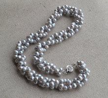 100% Real Pearl Necklace, Gray Color 18 Inches 6-7mm Freshwater Pearl Necklace ,Perfect Lady's Jewelry,Handmade 2024 - buy cheap
