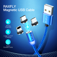 RAXFLY-Cable USB magnético de 540 grados, Cable de iluminación tipo C, cargador magnético para iPhone XS Max XR Samsung S9, Cable de carga Micro USB 2024 - compra barato