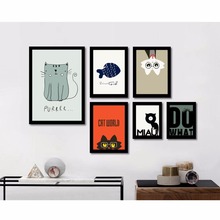 Cartoon Simple Style Unframed Cute Animal Cat Prints Canvas Spary Painting Poster Home Wall Decoration Art For Children Room 2024 - buy cheap