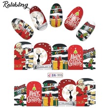 1 шт. рождественские наклейки для дизайна ногтей, наклейки для ногтей, аксессуары для ногтей, Слайдеры для маникюра, наклейки для переноса воды, маникюр 2024 - купить недорого