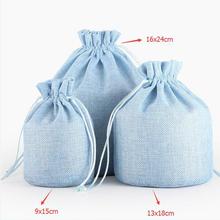 10pcs/lot Latest Round Bottom Candy Colors Double Lines Drawstring Sackcloth Linen Bags Pouches Christmas Packaging Gift Bag 2024 - buy cheap