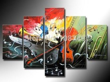 handpainted oil painting  Stretched Framed Oil WallJump up the piano Home Decoration  Landscape Canvas Oil Painting 5pcs A Set 2024 - buy cheap