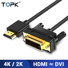 TOPK HDMI к DVI к HDMI DVI-D 24 + 1 pin адаптер 4K двунаправленный DVI D Мужской к HDMI Мужской кабель 1,5 м для lcd DVD HDTV проектора 2024 - купить недорого