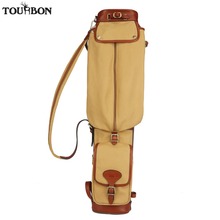 Tourbon Vintage Golf Club Bag Carrier Canvas & Leather Golf Gun Bag W/Side Pockets Driving Range Bags Cover 87CM 2024 - buy cheap