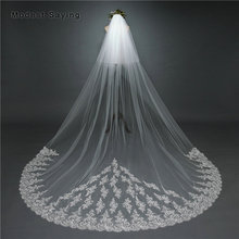 High Quality Vintage Ivory 2 Layers 3*3M Lace Wedding Veils 2018 with Comb Church Cathedral Petals Bridal Veils voile de mariee 2024 - buy cheap