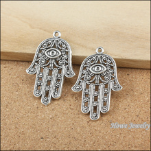 30pcs Charms vintage  Hamsa Symbol Hand  Pendant Tibetan silver Zinc Alloy Fit Bracelet Necklace DIY Metal Jewelry Findings 2024 - buy cheap
