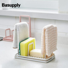 BASUPPLY 1PC Plastic Sponge Storage Rack Soap Box Rag Dry Holder Towel Bathroom Kitchen Organizer Bathroom Product Accessories 2024 - buy cheap