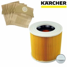 1Pcs dust Hepa filters+5Pcs paper bags for Karcher Vacuum Cleaners parts Cartridge HEPA Filter A2204 VC6100 A2004 WD3.200 VC6200 2024 - buy cheap