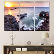 Canvas Prints Paintings Modern Home Decor 3 Pieces Blue Sky Seaside Reef Pictures Sunset Seascape Poster Wall Art Framework 2024 - buy cheap