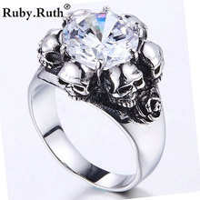 Skull Ring Zircon Women's Wedding Ring Punk Women Men Fashion Jewelry Dropshipping 2024 - buy cheap