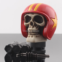 Universal Car Truck Rider Helmet Skull Head Stick Shift Knob Shifter Resin Gear Red 2024 - buy cheap