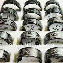 100pcs Black Stainless Steel Fashion Mix Style Women Mens Rings Wholesale Jewelry Lots A-178 2024 - buy cheap
