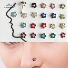 Starbeauty 1pc Crystal Plum Blossom Nose Studs Lip Nose Ring Helix Earrings Pearl Nose Piercing Labret Pins Body Jewelry 2024 - buy cheap