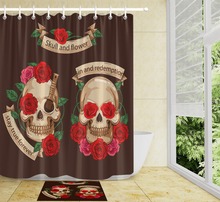 Cortinas de ducha de poliéster con estampado de calavera de azúcar para baño, conjunto de cortina de tela para decoración de bañera, color rosa y Chocolate, rojo, LB 72" 2024 - compra barato