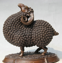 xd 002979 13" Chinese Folk Feng Shui Purple Bronze Zodiac Year Sheep Statue Sculpture 2024 - buy cheap