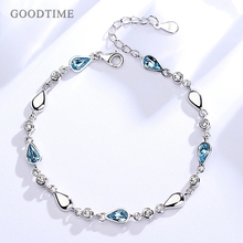 Trendy Bracelet 925 Sterling Silver Bracelets Rhinestone Blue Water Droplets Zircon Jewelry Charm Bracelets For Women Girl 2024 - buy cheap