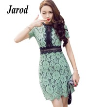 summer fashion womens dresses 2018 Runway short sleeves lace patchwork mini dress 2024 - buy cheap