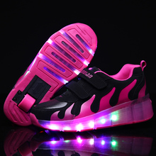 Розовые золотые Детские светящиеся кроссовки, детская обувь для роликовых коньков, Детские Яркие кроссовки для девочек и мальчиков с колесами 2020 2024 - купить недорого