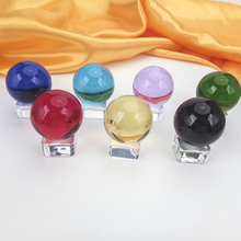 70 мм семь цветов натуральный кварцевый волшебный хрустальный шар с прозрачной подставкой фэн-шуй шар и шар для украшения дома и подарков 2024 - купить недорого