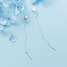 asymmetry Earrings Real. 925 Sterling Silver jewelry Moon Star &White Zirconia dangle Earrings GTLE2801 2024 - buy cheap
