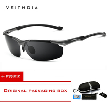 Veithdia óculos de sol masculino, de alumínio e magnésio, polarizado, para direção 2024 - compre barato