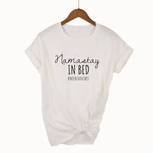 OKOUFEN Namastay в кровати, футболка для детей и семьи, парная футболка, повседневная хлопковая футболка с коротким рукавом и буквенным принтом, Женский Топ 2024 - купить недорого