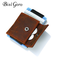 BISI GORO-tarjetero mágico de cuero genuino para hombre, tarjetero de negocios, cartera para monedas y tarjetas de identificación, novedad de 2019 2024 - compra barato