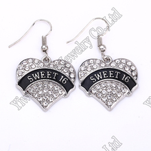 New Arrival Hot Selling fashion rhodium plated earring with sparkling crystals REALTOR/SWEET 16  heart pendant 2024 - buy cheap