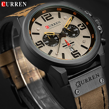 Мужские кварцевые наручные часы CURREN, наручные часы с кожаным ремешком в стиле милитари, спортивные часы, 2019 2024 - купить недорого