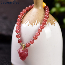 Wholesale Red Strawberry Natural Crystal Bracelets for Women Gift Beads With Fox Pendant Hand String Crystal Trendy Jewelry 2024 - buy cheap