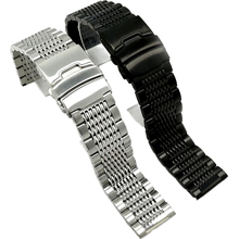 Beafity-Correa de reloj de acero inoxidable, hebilla de plata y negro, de 18mm, 20mm, 22mm, 24mm, clásico, rosa, dorado y azul 2024 - compra barato