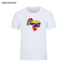Мужская футболка с национальным флагом, модная повседневная футболка с принтом, хлопковая забавная одежда с изображением карты Венесуэлы 2024 - купить недорого
