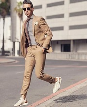 2020 New Arrival Design Khaki Brown Beach Men Suit Slim Fit 2 Pieces Tuxedo Prom Suits Custom Groom Blazer Masculino Jacket+Pant 2024 - buy cheap