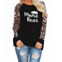 New Arrival Mama Bear Animal Print T-Shirt for Women Leopard Print Long Sleeve T-Shirt Plus Size T-Shirt Tshirt Women Top Femme 2024 - buy cheap