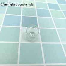 5pcs/lot 14mm empty clear hollow glass ball with double hole round bubble vial glass globe orbs jewelry findings beads decor 2024 - buy cheap